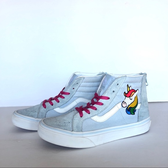 Vans Sk8 Hi Blue & Pink Suede and Sequin Unicorn Kids Girls Shoes 2.5 - Picture 1 of 10